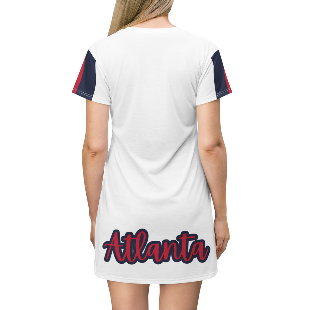 Red, White and blue T-Shirt Dress, ATL baseball dress, Atlanta fan dress, Cute t-shirt dress, dress for baseball game, gift