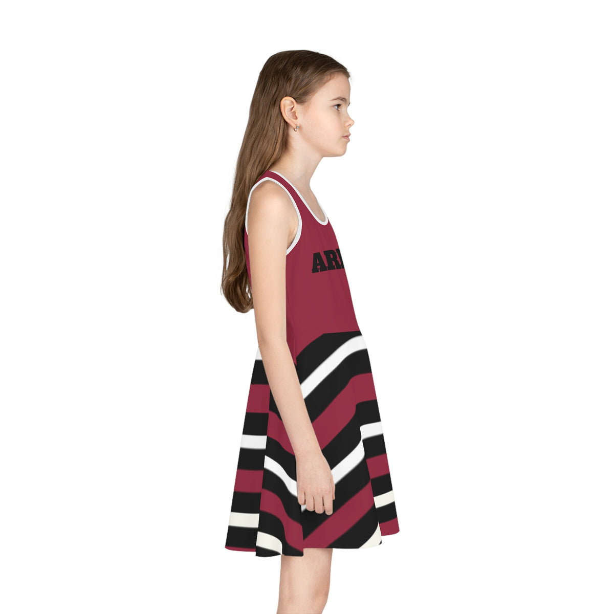 Red and Black striped girls dress, Arizona Football themed dress, Toddler dress, game day outfit, Matching Dress, Christmas gift