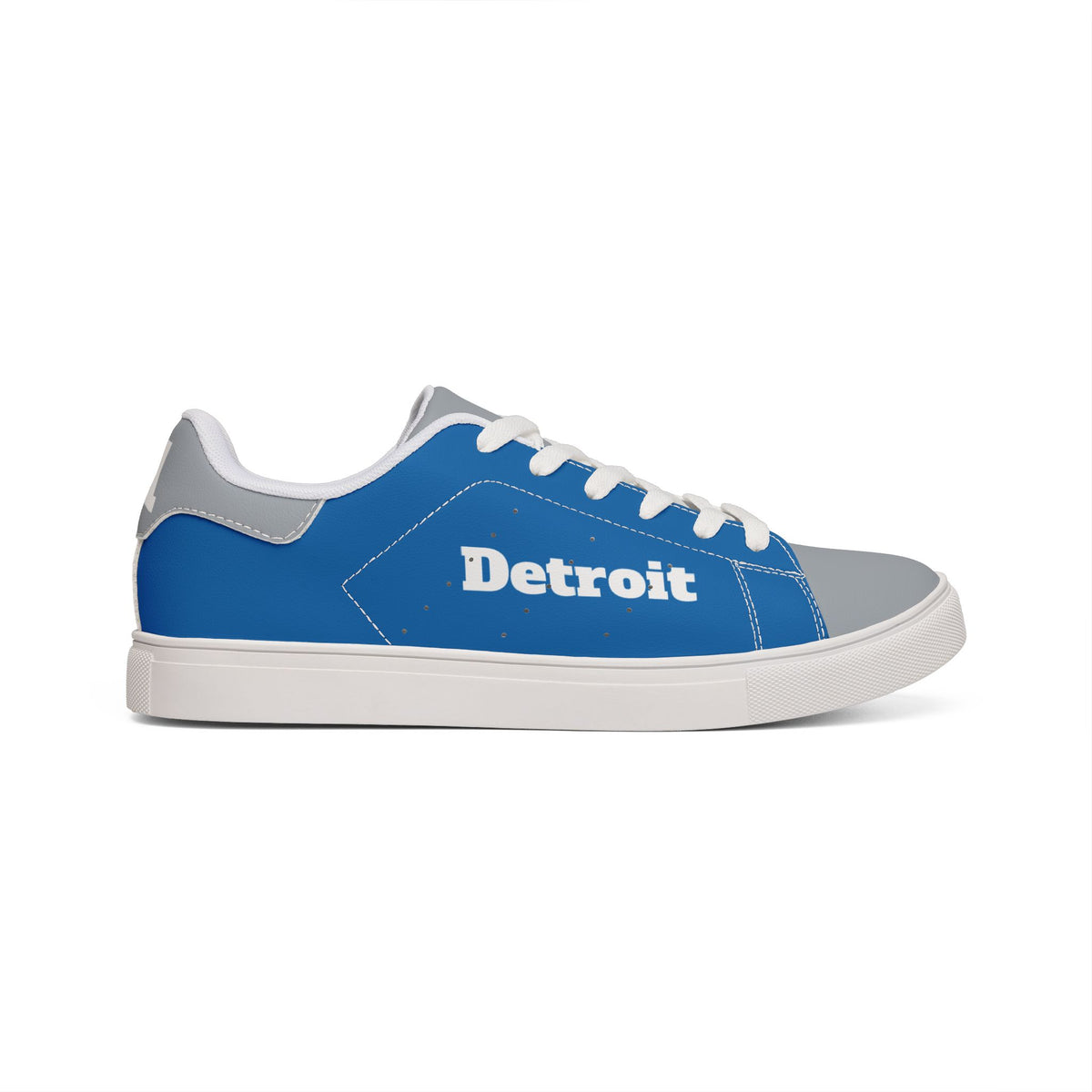 Detroit Football Themed Sneakers, Low-Top Leather Sneakers, Blue and Grey shoes, Football fan shoes, Men's Shoes, tennis shoes, gift
