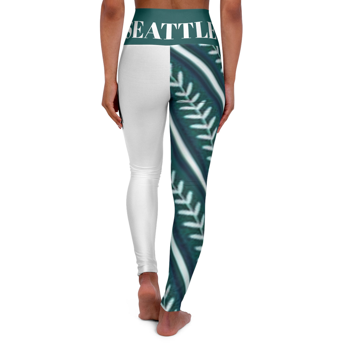 Seattle Baseball Themed Women's High Waisted Yoga Leggings
