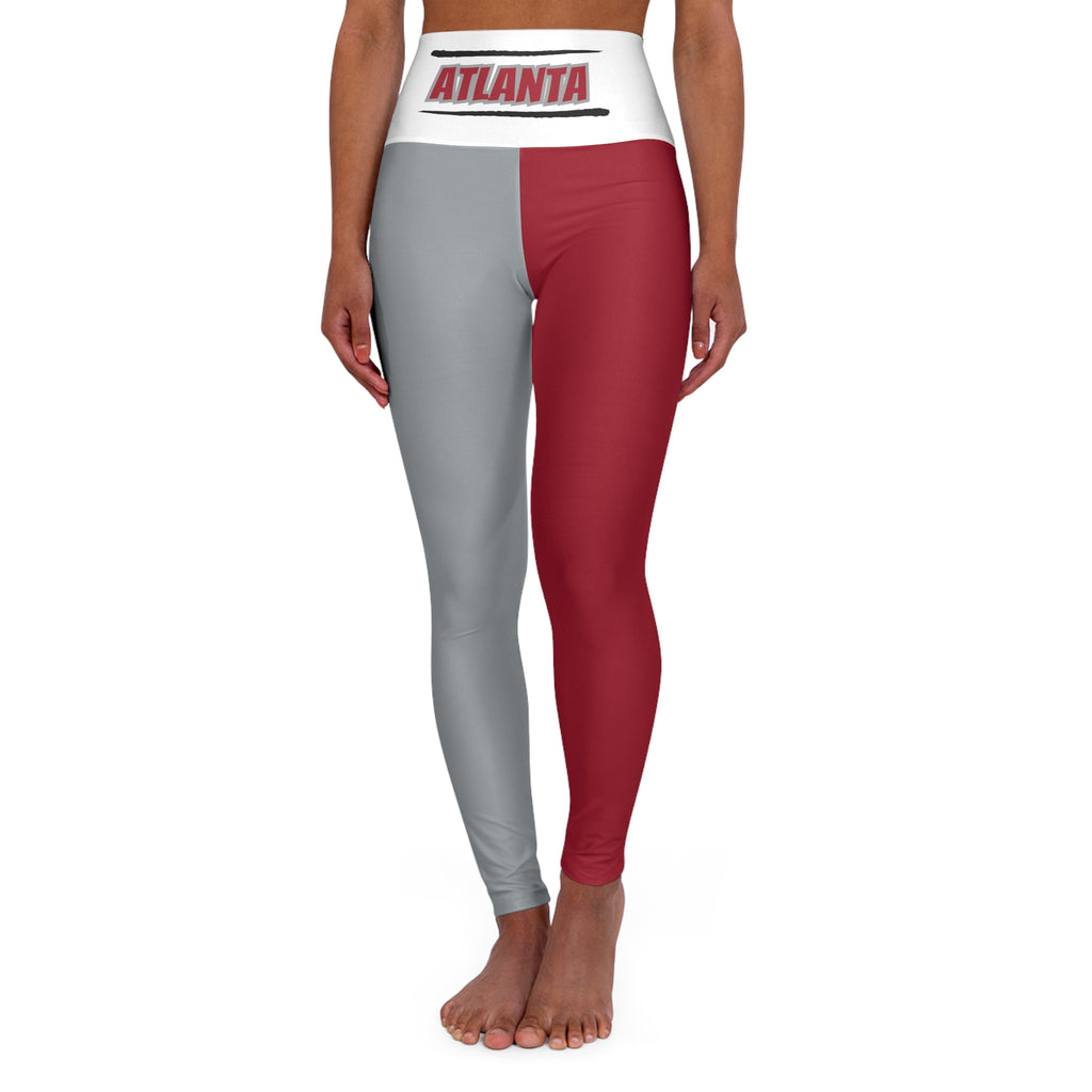 Red and grey High Waisted Yoga Leggings, Atlanta Football Themed leggings, Women's Leggings,  football fan leggings, Cute yoga pants, gift