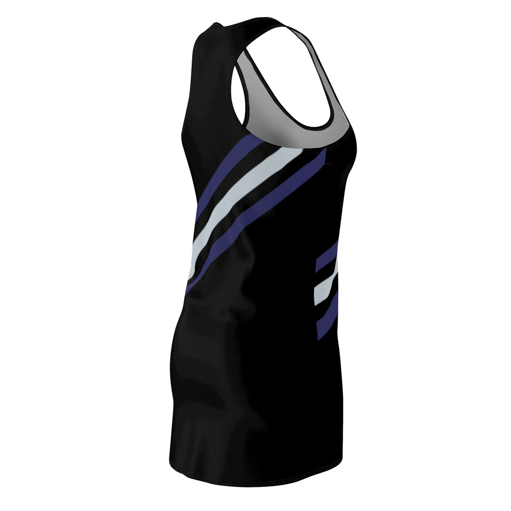 Black and purple women's racerback dress, sporty dress, Colorado baseball themed dress, baseball fan dress, cute summer dress, gift