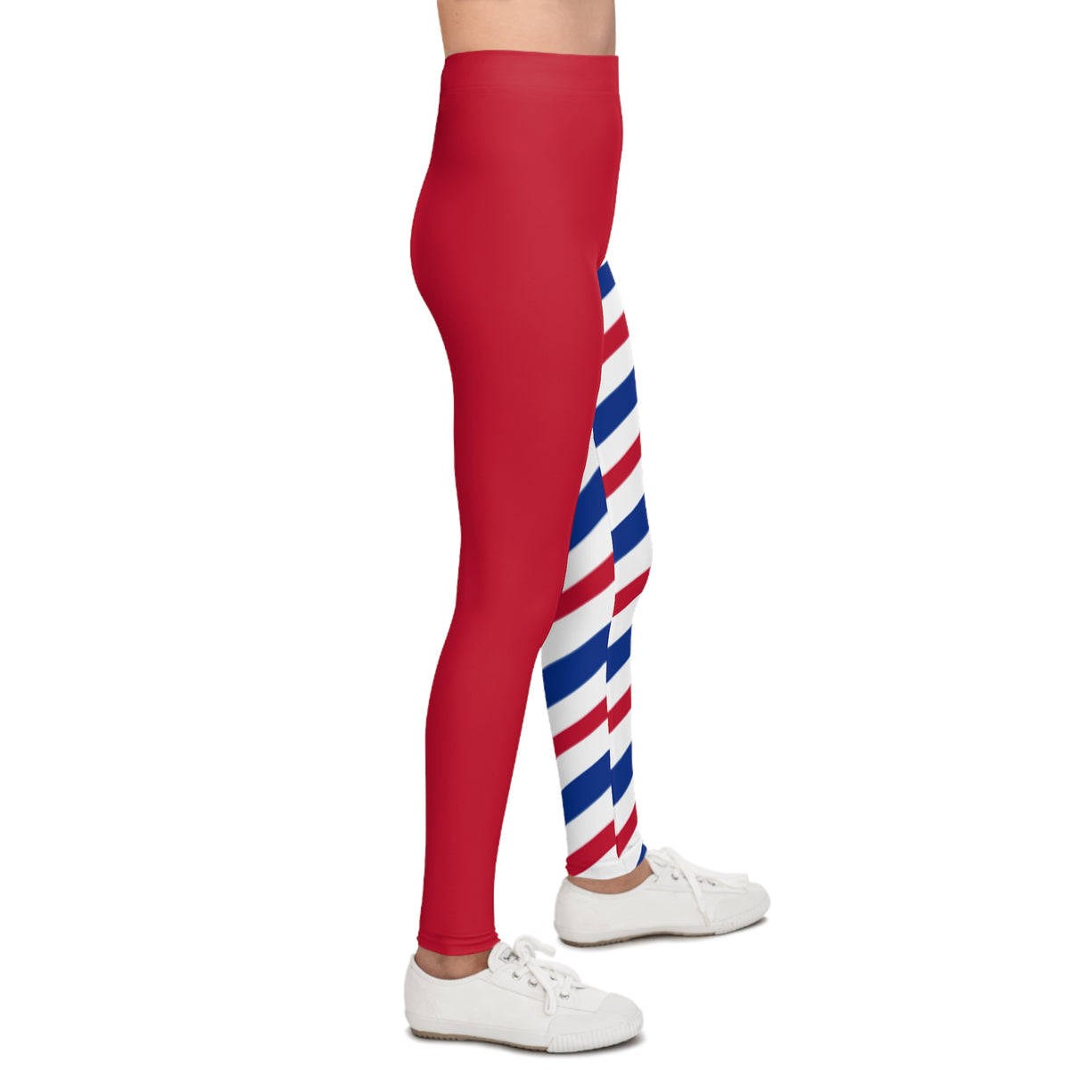 Red white and blue striped Youth Leggings, buffalo football themed, matching leggings, 4th of july leggings, mommy and me matching leggings