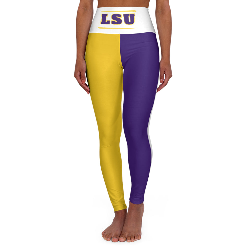 Louisiana Football themed High Waisted Yoga Leggings, Louisiana Leggings, Women's Leggings, Cute Yoga Pants,  gift,  tigers football, alumni