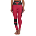 Red and Black High Waisted Yoga Leggings, Bulls Leggings, Basketball, Sports leggings, Women's Leggings,  cute yoga pants