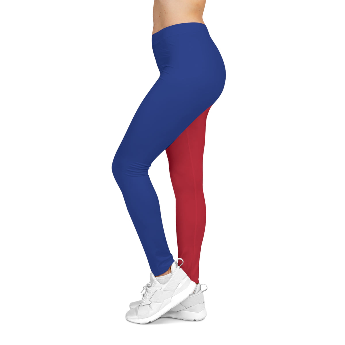 Red and blue Color Block Leggings, buffalo football themed leggings, Casual Yoga Pants, 4th of july leggings, patriotic, women's leggings