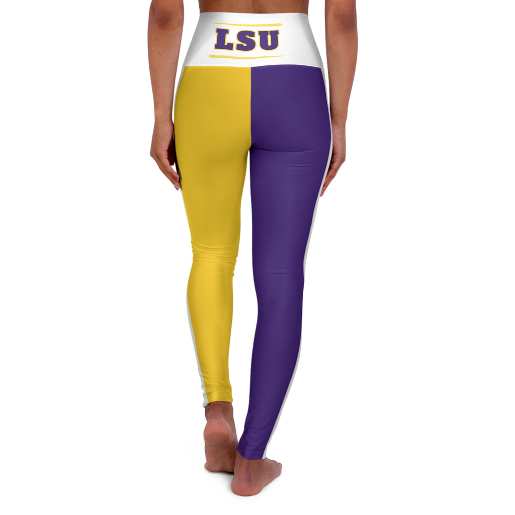 Louisiana Football themed High Waisted Yoga Leggings, Louisiana Leggings, Women's Leggings, Cute Yoga Pants,  gift,  tigers football, alumni