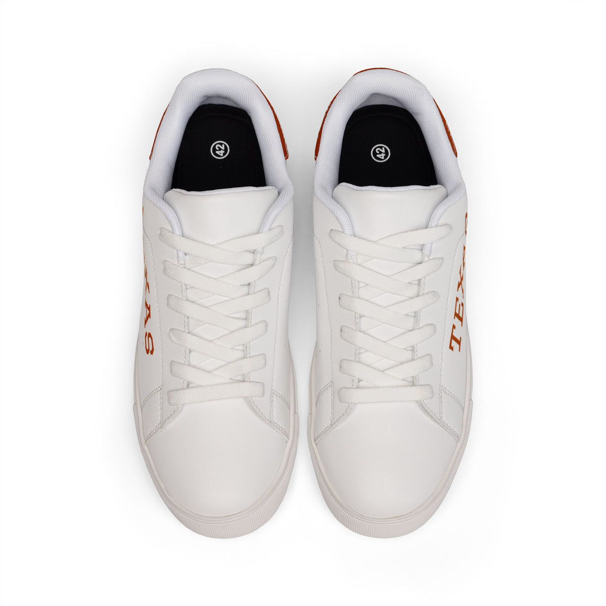 Texas tennis shoes, Low-Top Leather Sneakers, Unisex sneakers, orange and white shoes, college fan shoes, game day shoes, alumni gift