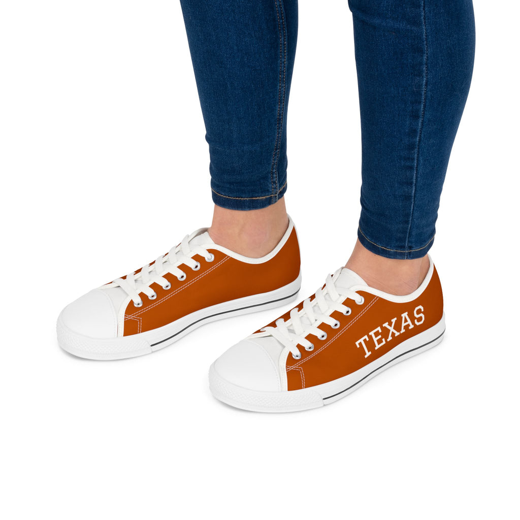Texas Sneakers, Low Top Sneakers, Orange and White tennis shoes, Women's shoes, Football fan shoes, game day shoes, alumni gift, college fan