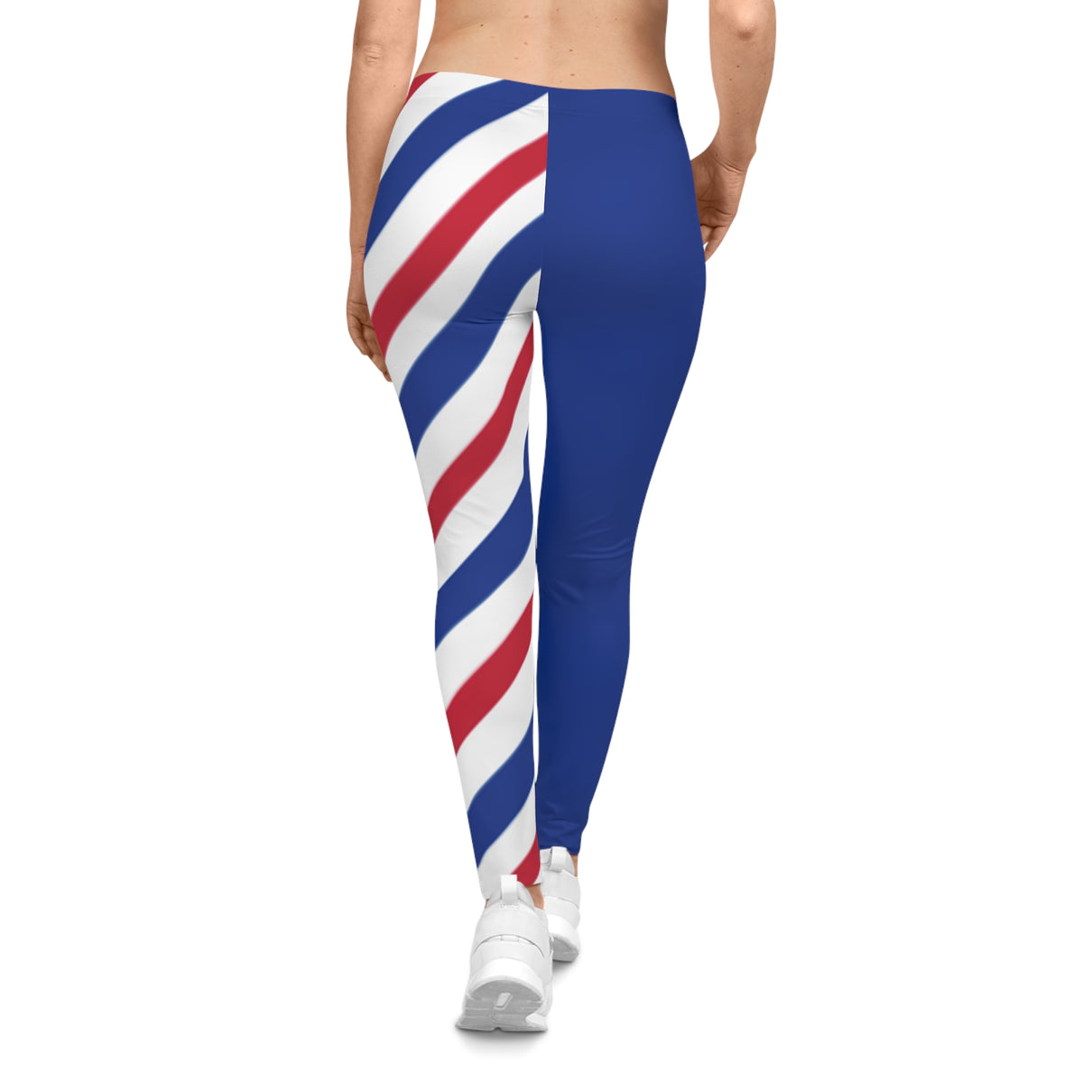 Red, White, and Blue Stripe Women's Casual Leggings, Buffalo Football Themed Leggings, Patriotic Leggings, 4th of July leggings, gift,  yoga