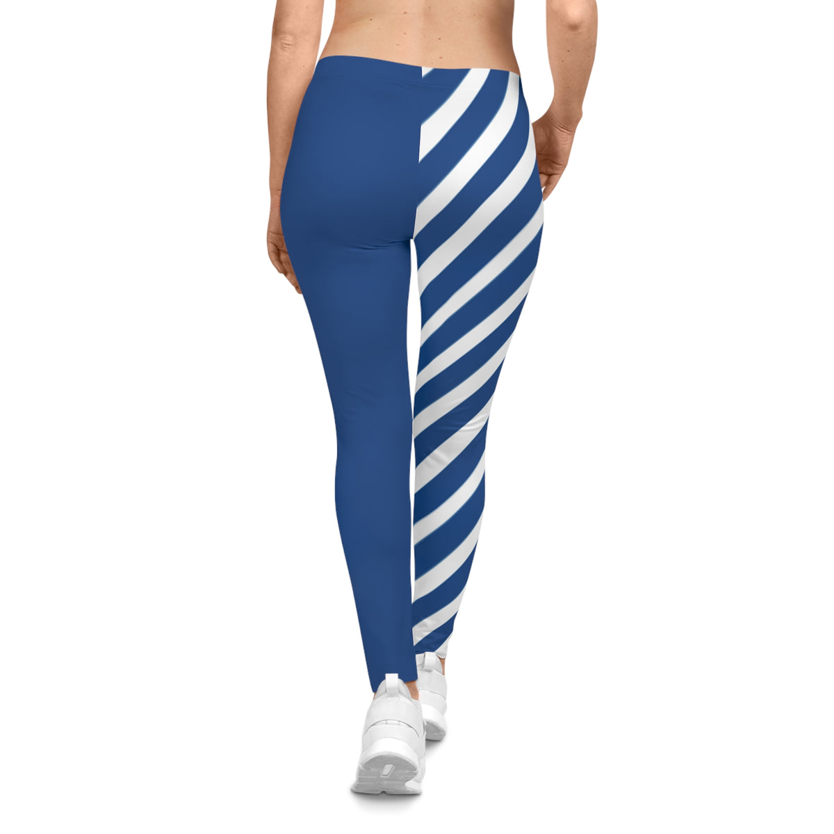 White and blue Striped Women's Casual Leggings, Perfect for Everyday Wear, Yoga, Workouts, Lounging, KC baseball themed leggings, gift