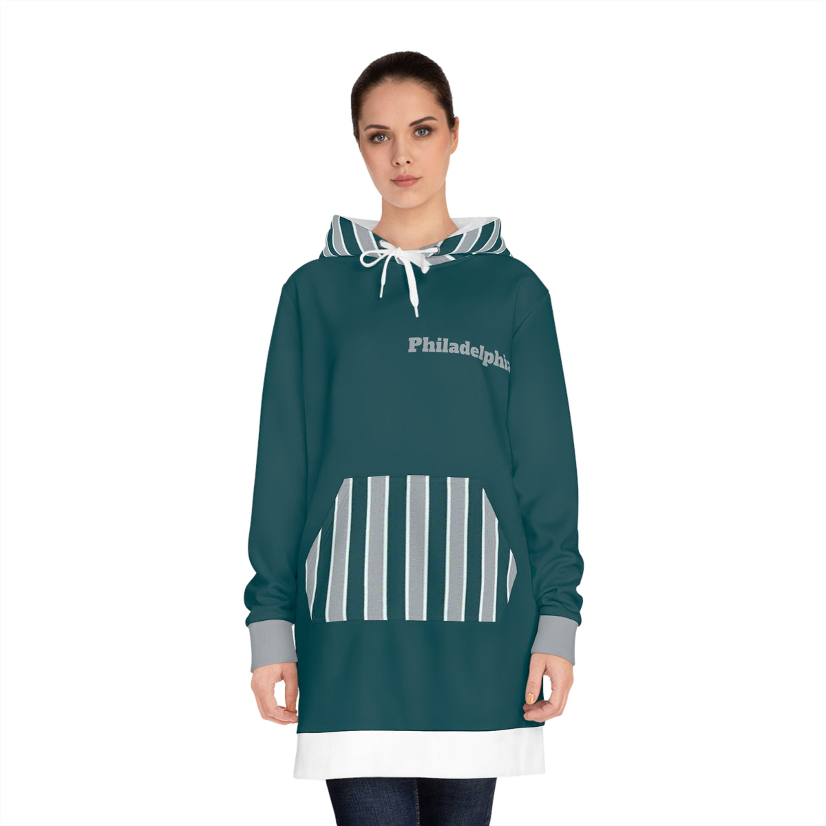 Green and Grey Women's Hoodie Dress, Philadelphia Football Themed sweater dress,  Philadelphia Women's hoodie,  cute sweater dress, gift