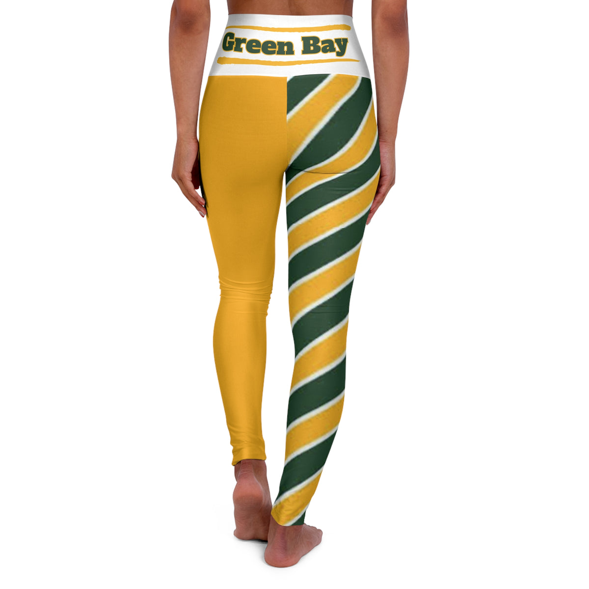 Green Bay Football Themed High Waisted Yoga Leggings, Women's Leggings,  Leggings, green bay pants, gift, green bay football items