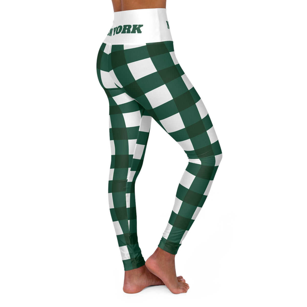 Green and white Plaid Leggings, cute yoga Leggings, New York themed leggings, football fan pants, game day clothes, Women's Leggings,  gift