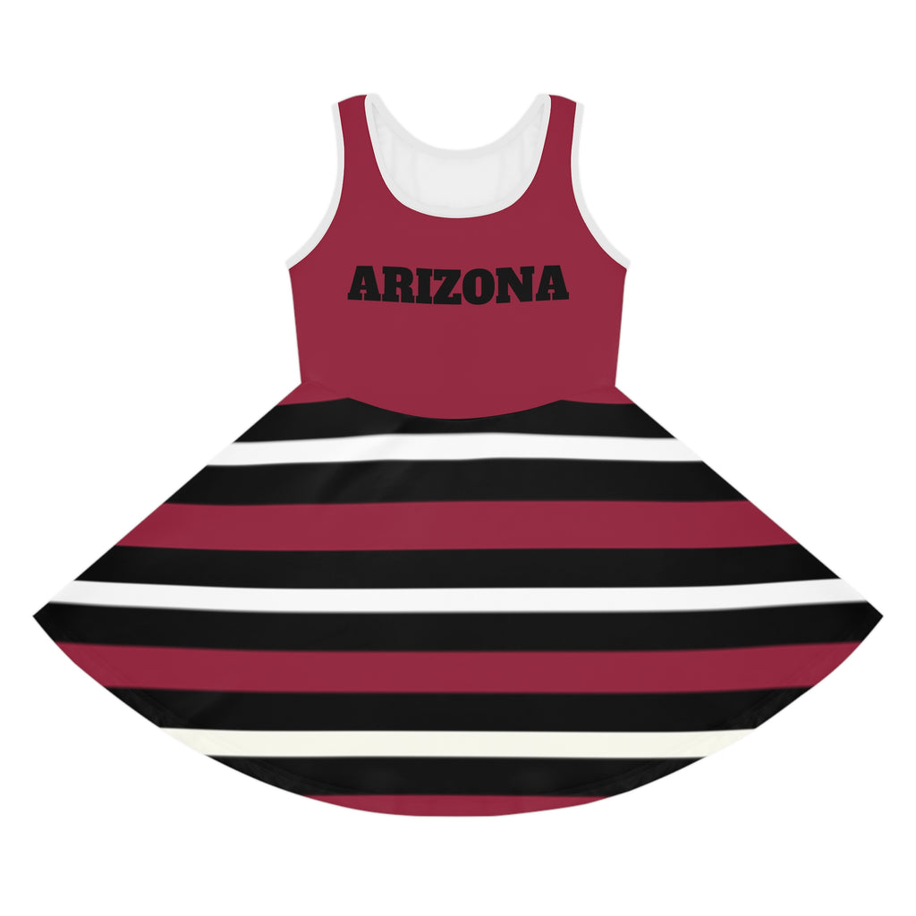 Red and Black striped girls dress, Arizona Football themed dress, Toddler dress, game day outfit, Matching Dress, Christmas gift