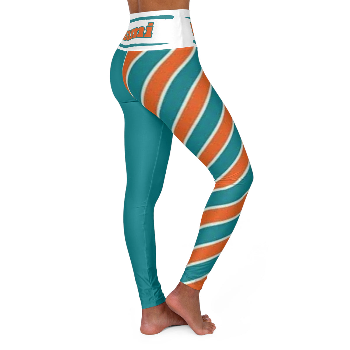 Miami Football Themed High Waisted Yoga Leggings