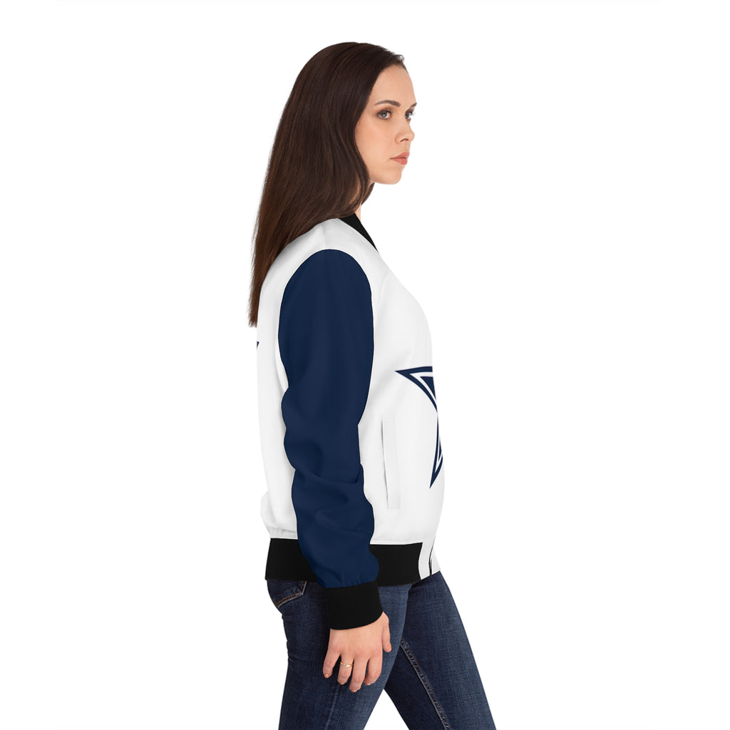 Vintage Blue and white Women's Bomber Jacket, star bomber jacket,  football game jacket, football themed jacket, gift