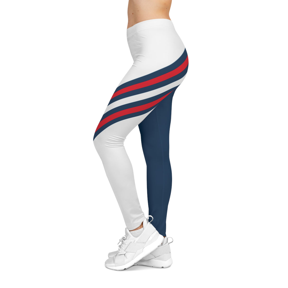 Red, white and blue striped Women's Leggings,  Cleveland baseball themed leggings, Women's casual leggings,  cute yoga pants, gift