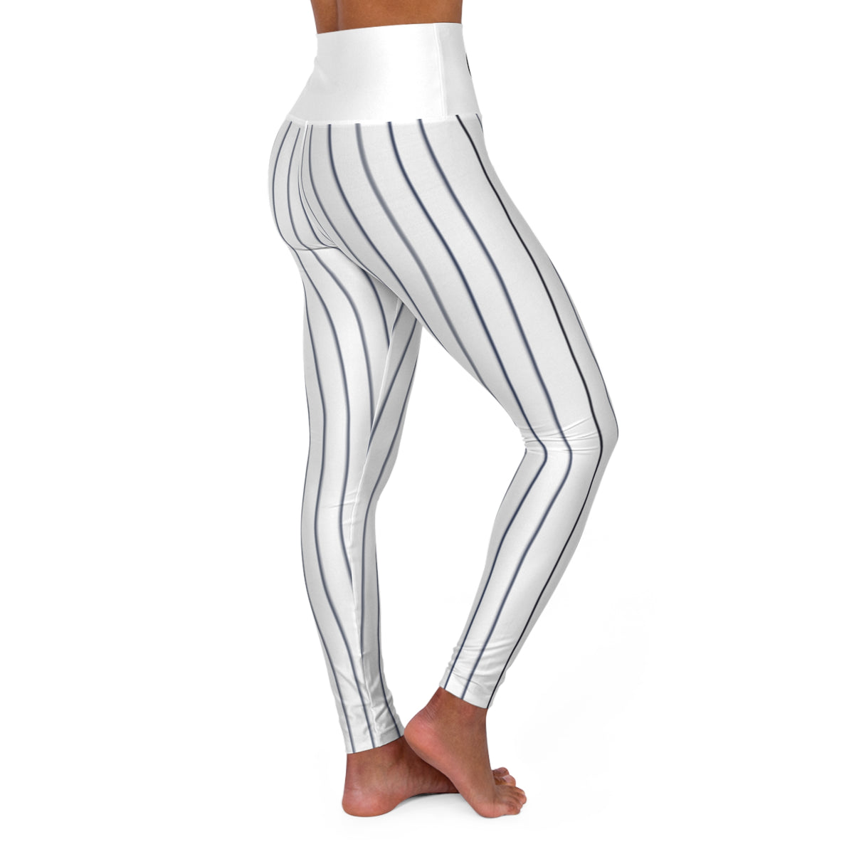 Black and White Striped High Waisted Yoga Leggings, Chicago Baseball Themed leggings, Women's Leggings, Cute Yoga Pants, Baseball Fan Pants