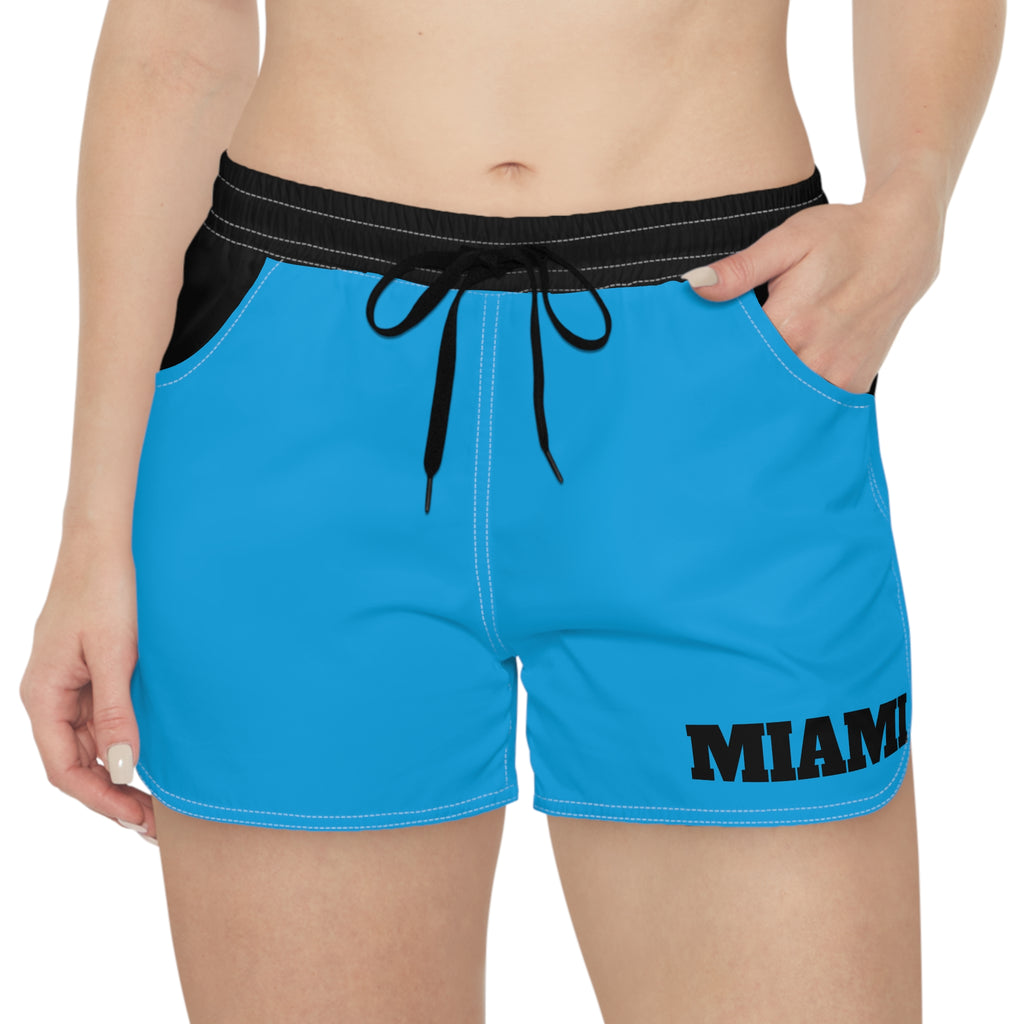 Blue and Black women's shorts, Miami baseball themed shorts, cute shorts, baseball fan shorts, gift, casual shorts, game day shorts