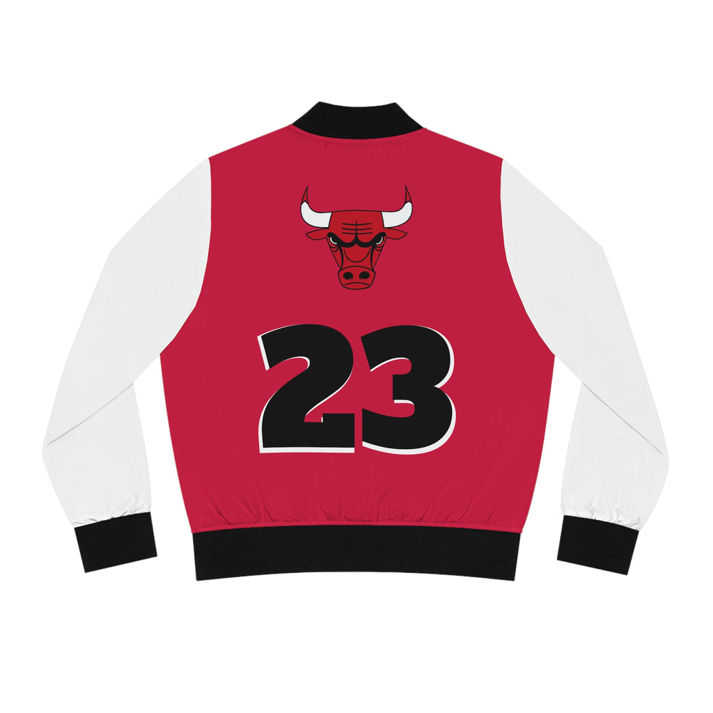 Red and Black Women's Bomber Jacket, Vintage Bulls Jacket, Bulls coat, cute bomber jacket, Women's jacket, basketball, gift