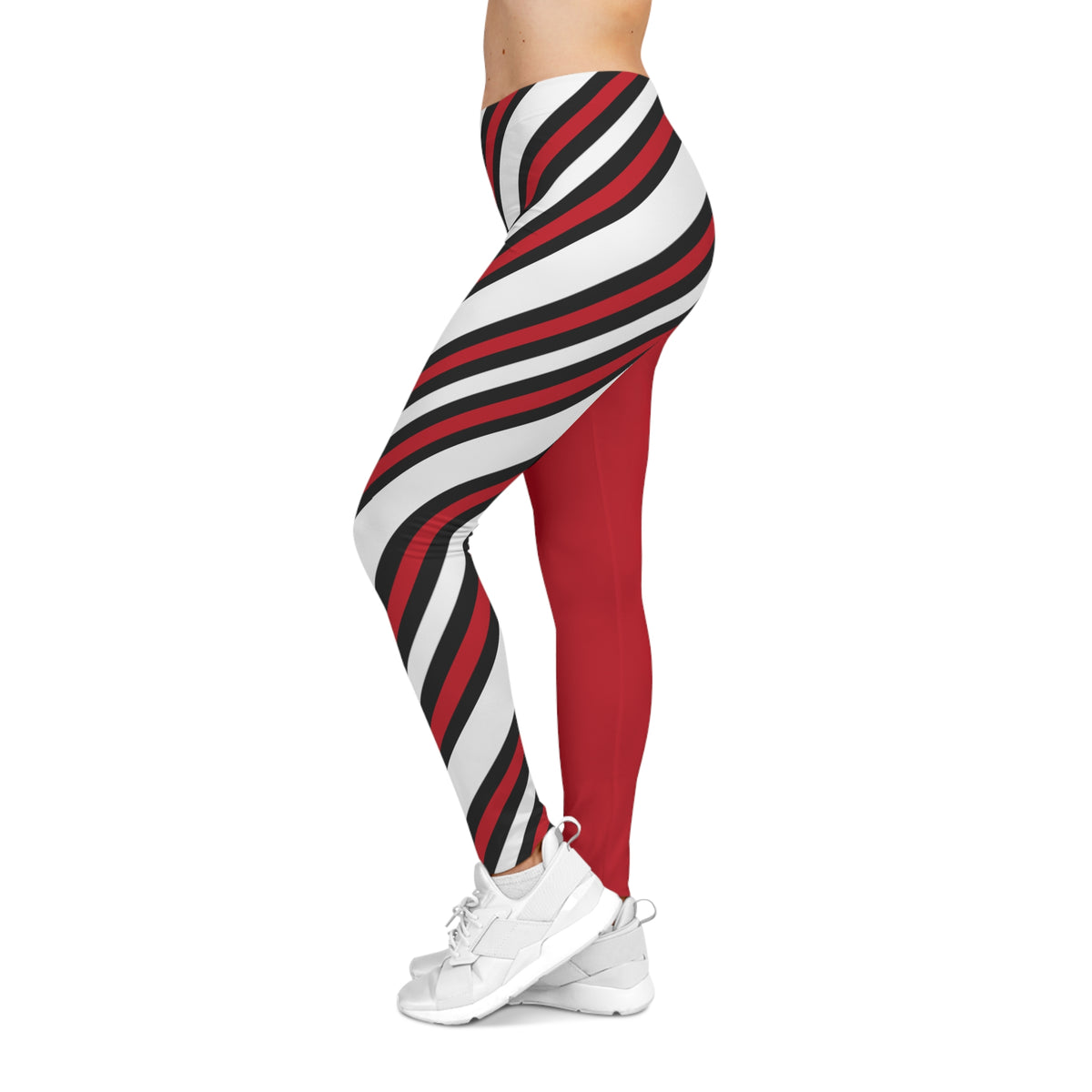 Red, black and white Striped Women's Leggings, Cincinnati baseball themed leggings, cute yoga pants, Holiday leggings, gift, casual, yoga