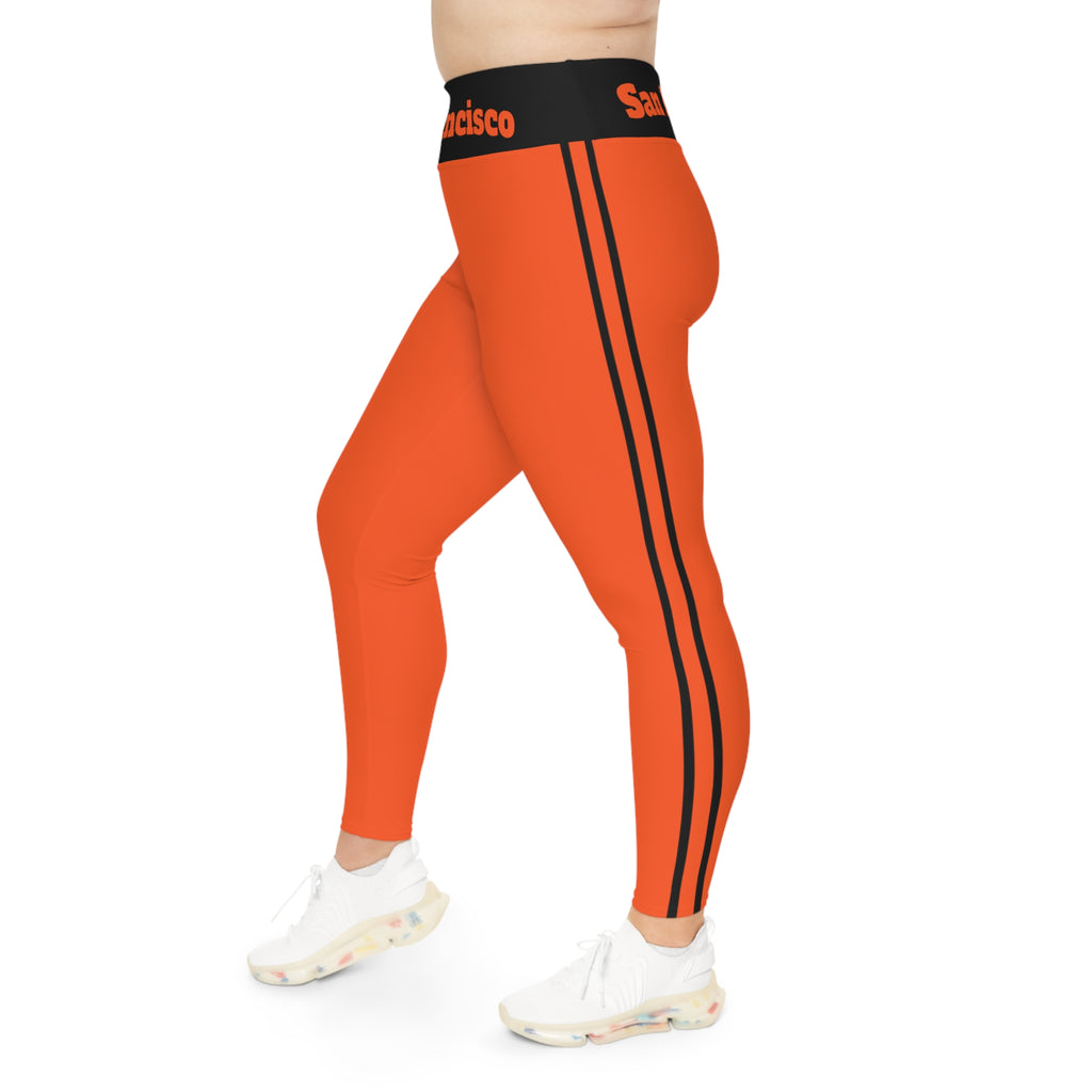 San Francisco Plus Size Leggings, Orange and black leggings, san francisco baseball themed leggings, game day, baseball fan leggings, gift