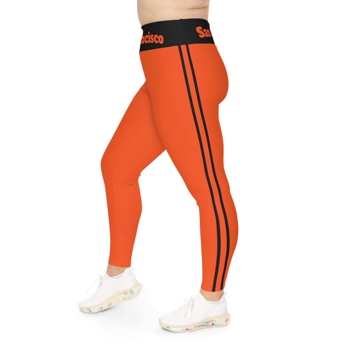 San Francisco Plus Size Leggings, Orange and black leggings, san francisco baseball themed leggings, game day, baseball fan leggings, gift