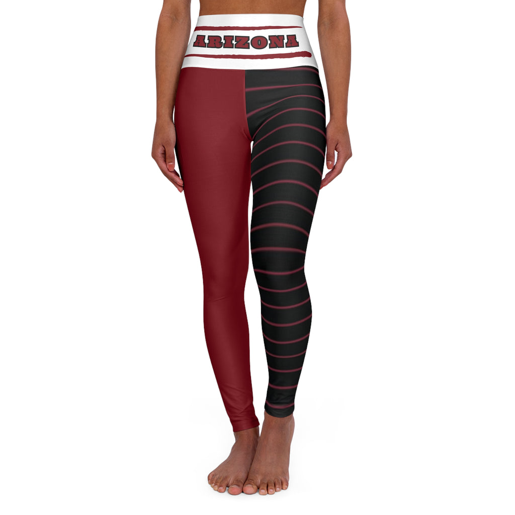 Arizona Football Themed High Waisted Yoga Leggings, Women's Cardinals leggings, Cardinals football fan pants, cute leggings, gift for her