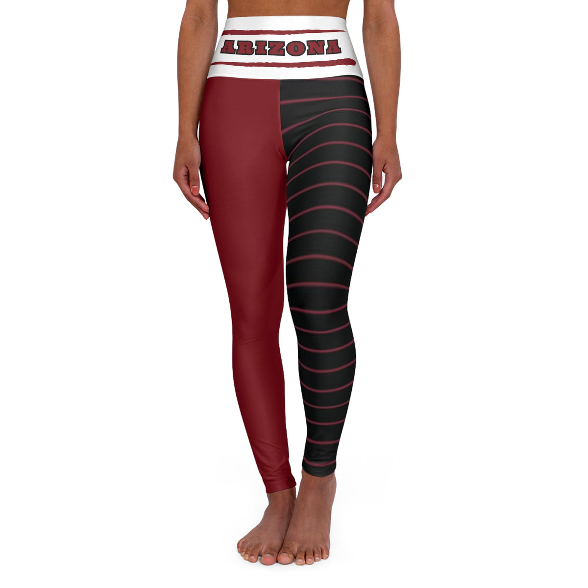 Arizona Football Themed High Waisted Yoga Leggings, Women's Cardinals leggings, Cardinals football fan pants, cute leggings, gift for her