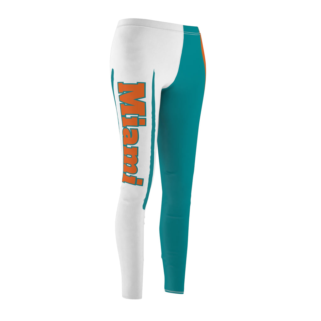 Miami Football Themed Leggings,  Women's Leggings,  Cute Dolphins Leggings, Dolphins Football Leggings, Yoga Pants, Gift