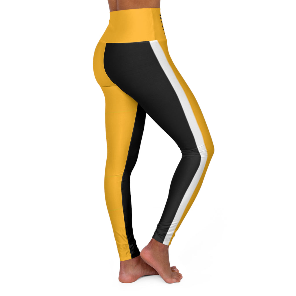 Boston Hockey Themed High Waisted Yoga Leggings, Women's Leggings, Cute Yoga Pants, Bruins Hockey Themed Leggings, Gift