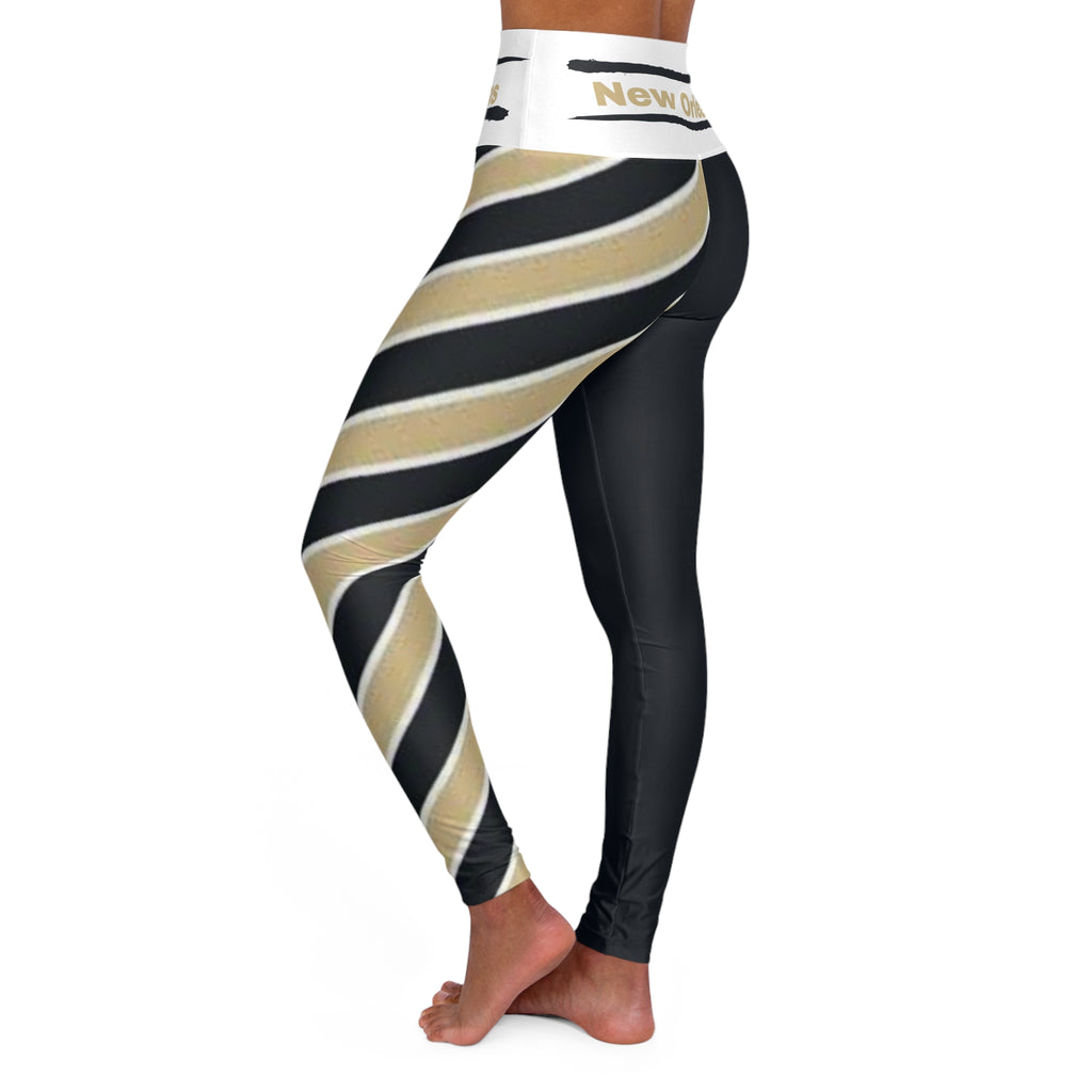 New Orleans Football Themed High Waisted Yoga Leggings