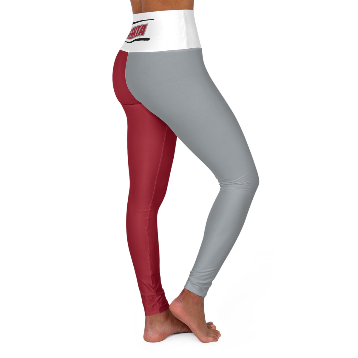 Red and grey High Waisted Yoga Leggings, Atlanta Football Themed leggings, Women's Leggings,  football fan leggings, Cute yoga pants, gift