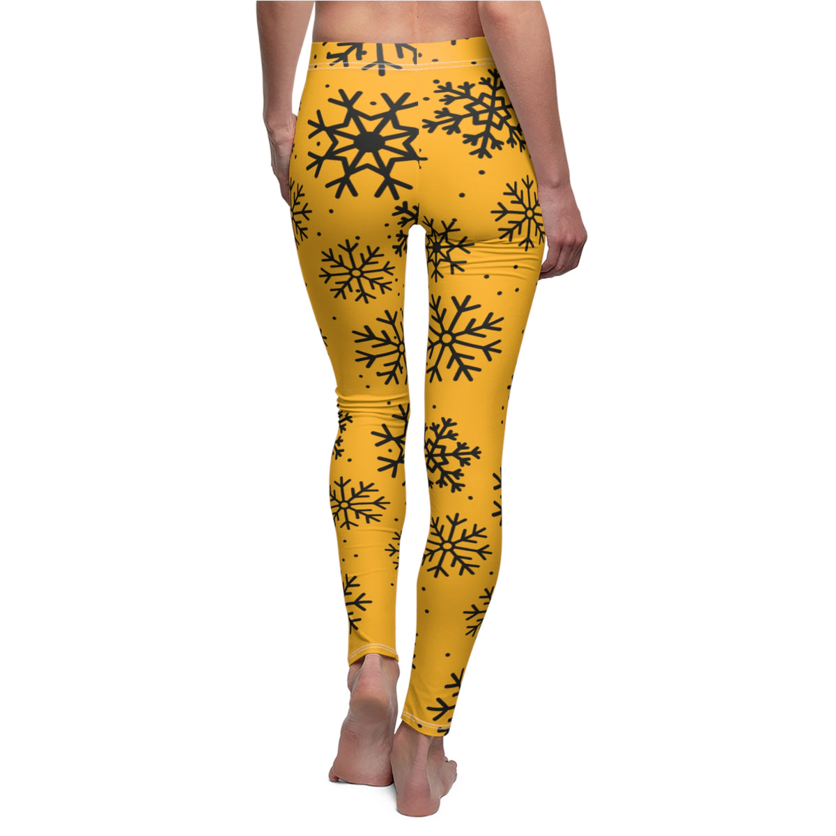 Black and Yellow Snowflake Pattern Leggings, Women's Leggings, Pittsburgh football themed leggings, festive pants, Christmas pants, gift