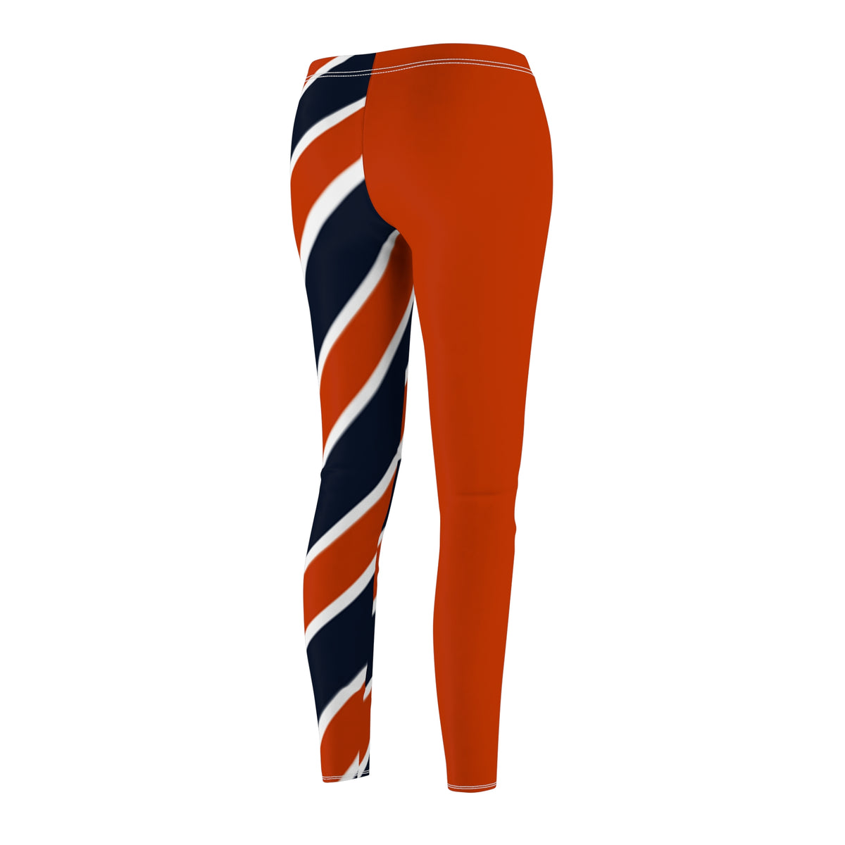 Orange and Blue Women's Casual Leggings with Stripes, Chicago Football Themed Leggings, Cute yoga pants, Perfect for gameday, Gift for Her