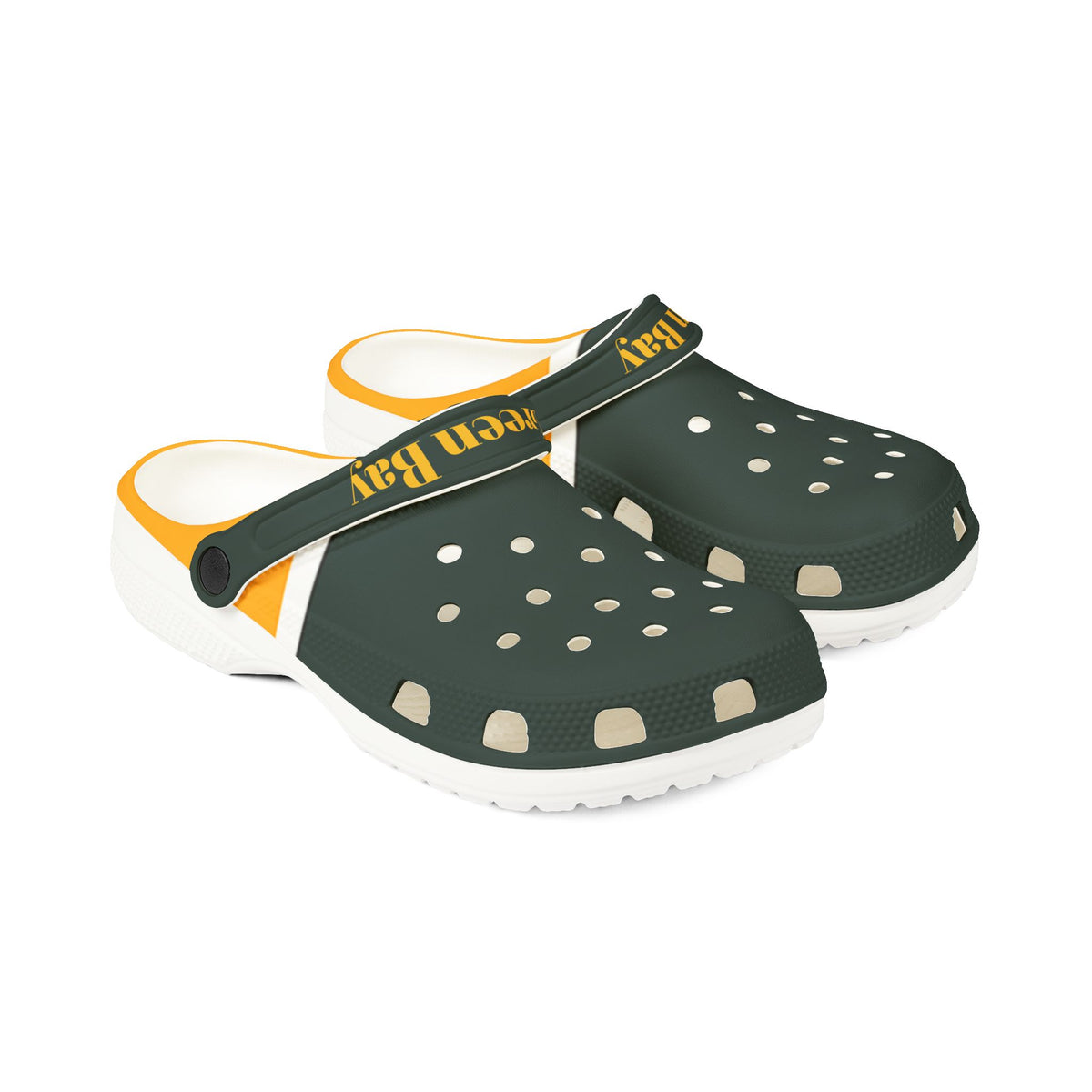 Green Bay Football Themed EVA Foam Rubber Shoes, Packers shoes, unisex football fan shoes, Cute Green Bay Sandals