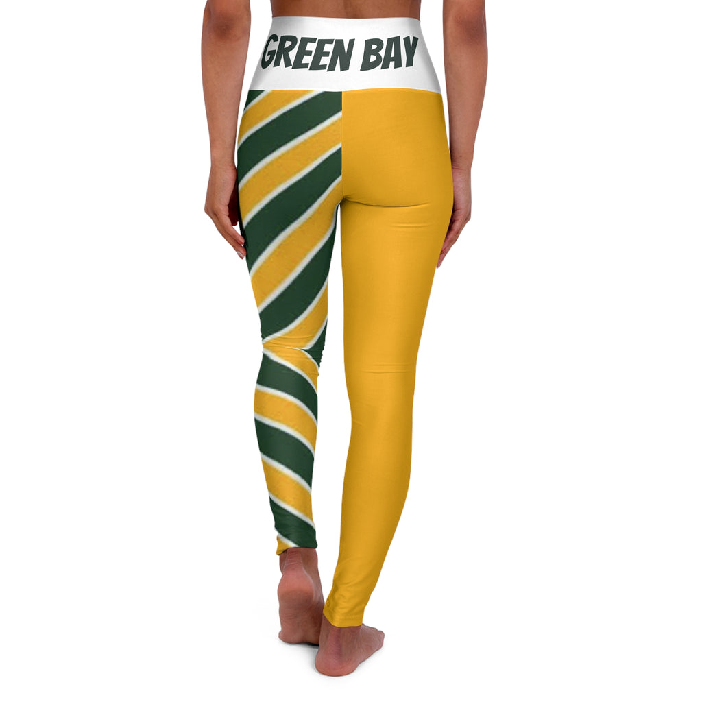 Green Bay Football Themed Leggings, womens leggings, green bay yoga pants, cute leggings, gift, green bay football pants, fan gift