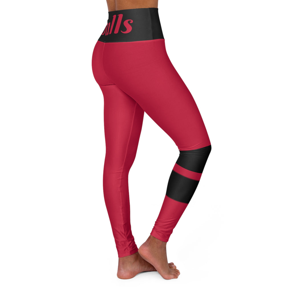 Red and Black High Waisted Yoga Leggings, Bulls Leggings, Basketball, Sports leggings, Women's Leggings,  cute yoga pants