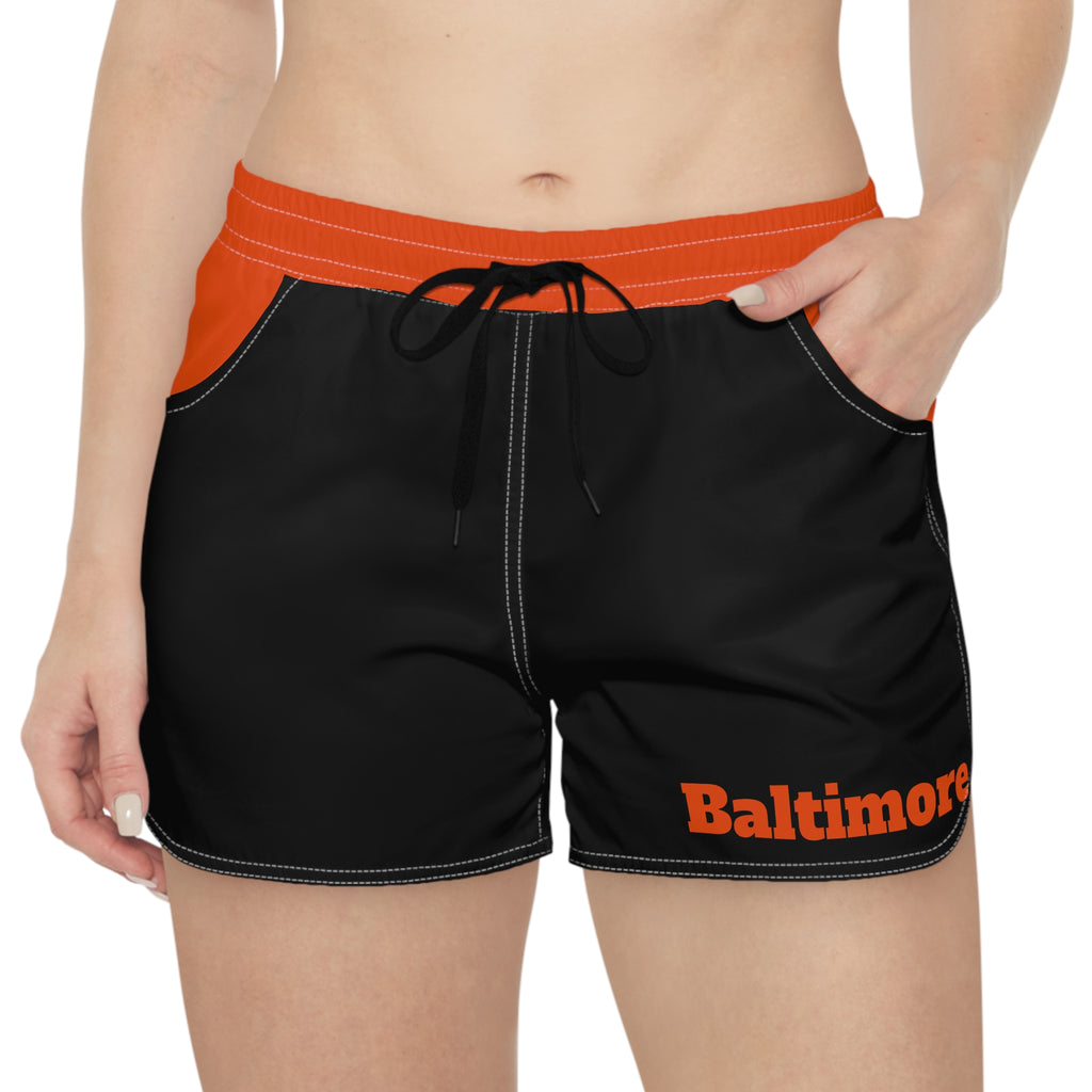 Black and Orange Women's Casual Shorts, Baltimore baseball themed shorts, baseball fan shorts, cute shorts, baseball game, gift