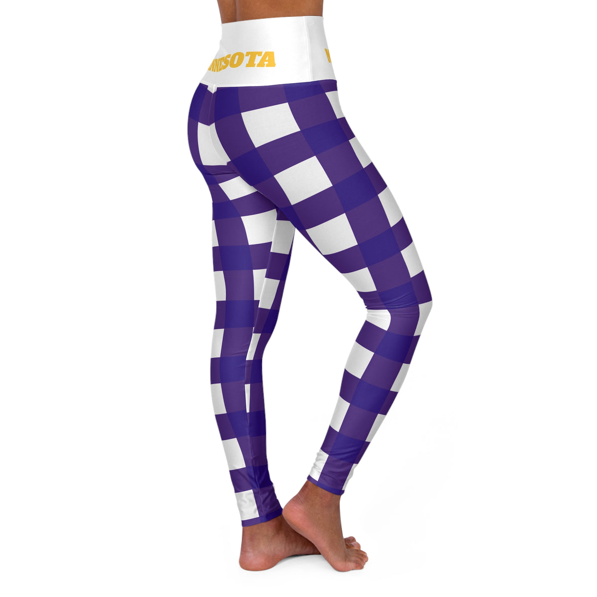 Minnesota Purple Checkered Leggings High Waisted Yoga Leggings, Women's Leggings, Minnesota football, game day pants, plaid leggings, gift