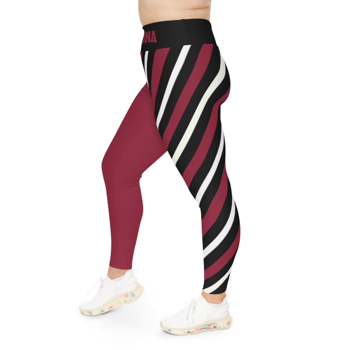 Stylish Plus Size Leggings with Red, Black and White Stripes, Arizona Football Themed Leggings, Plus Size Apparel, Cute Leggings, Gift