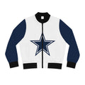 Vintage Blue and white Women's Bomber Jacket, star bomber jacket,  football game jacket, football themed jacket, gift