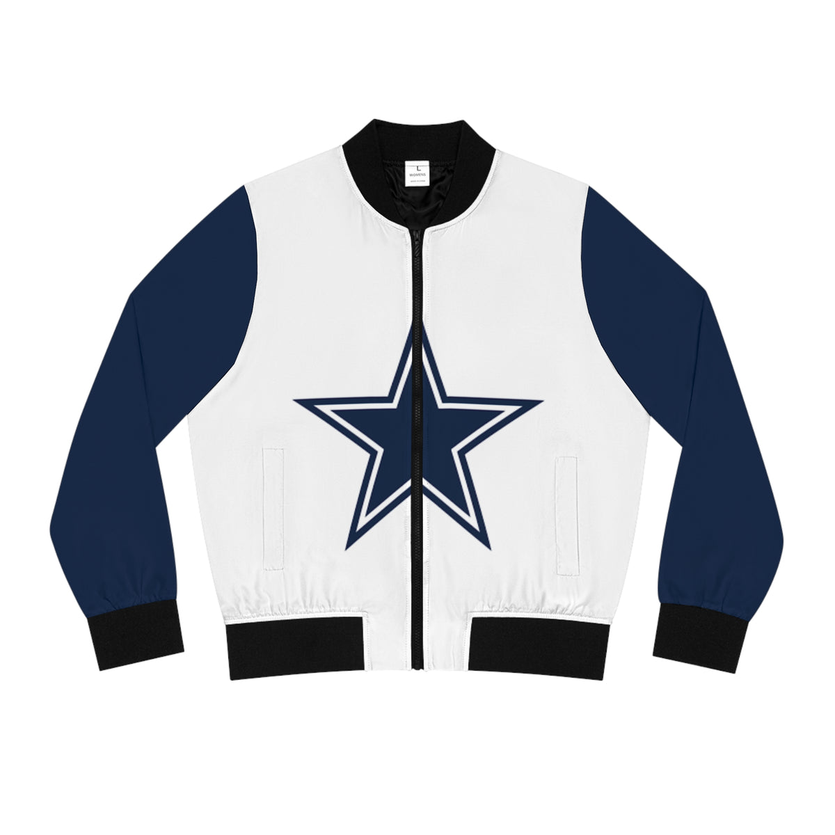 Vintage Blue and white Women's Bomber Jacket, star bomber jacket,  football game jacket, football themed jacket, gift