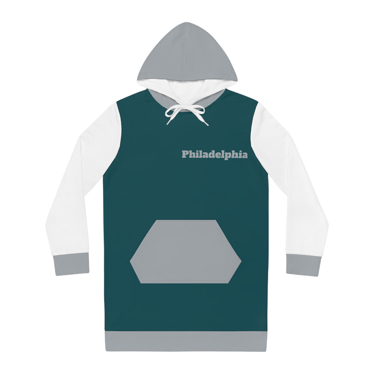 Green, grey and white Women's Hoodie Dress, Philadelphia Football Themed sweater dress, Philadelphia hoodie, cute dress, Philly, gift