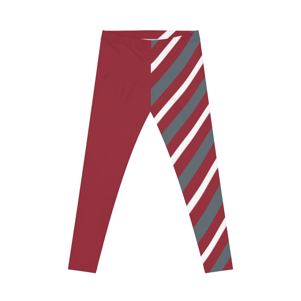 Crimson and Grey Striped Leggings for Women, WSU Themed Leggings, Cougars themed Leggings, School spirit, Cute yoga pants, gift