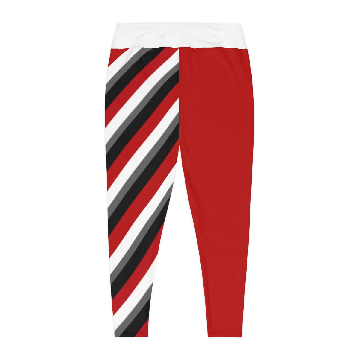Red, Black, White and Grey Striped Plus Size Leggings, Ohio State Themed Leggings, Comfortable Plus Size Yoga Pants, Game Day Pants, Gift