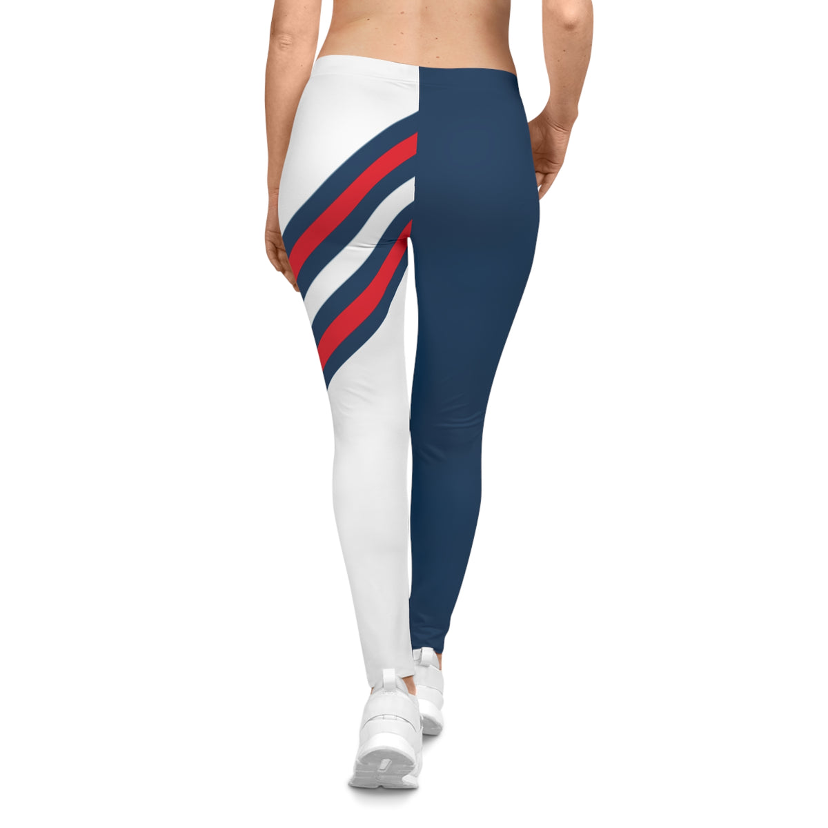 Red, white and blue striped Women's Leggings,  Cleveland baseball themed leggings, Women's casual leggings,  cute yoga pants, gift