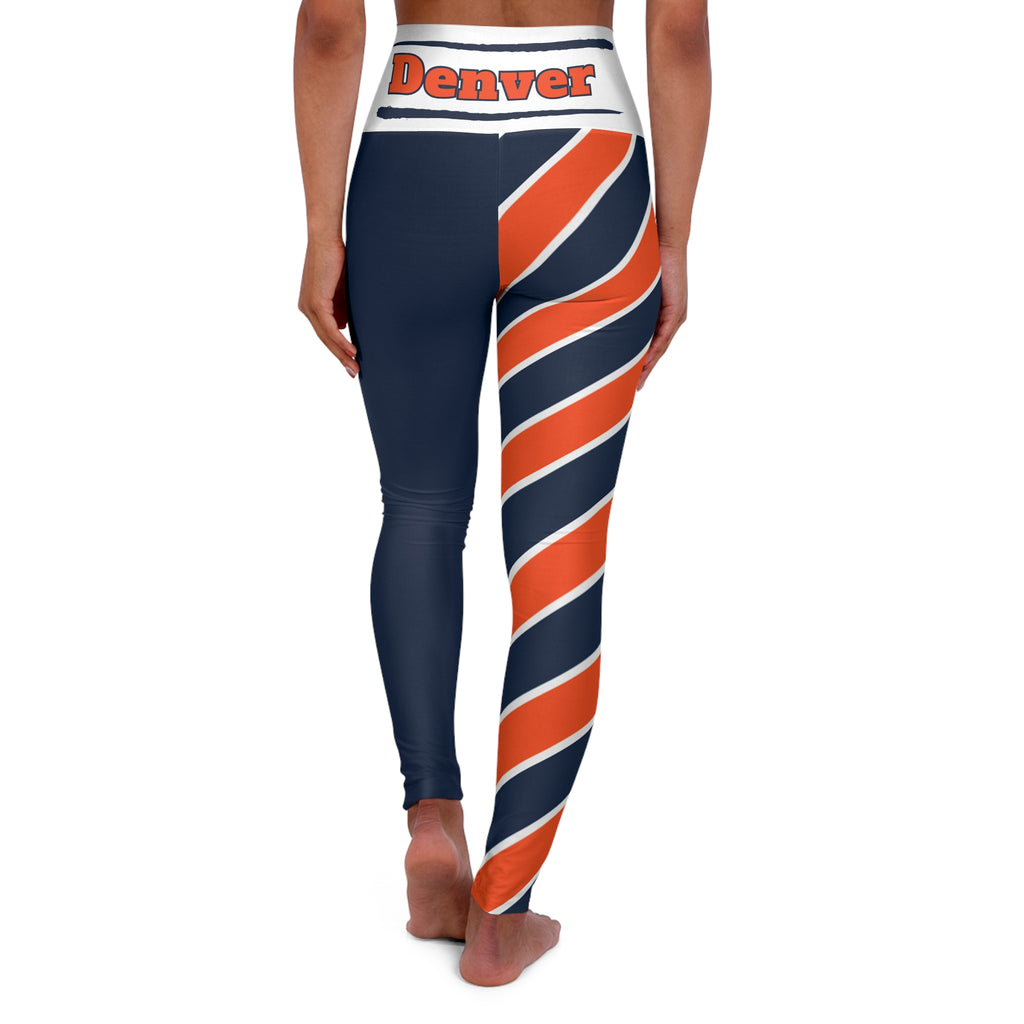 Denver Broncos Football Themed High Waisted Leggings, Women's Leggings