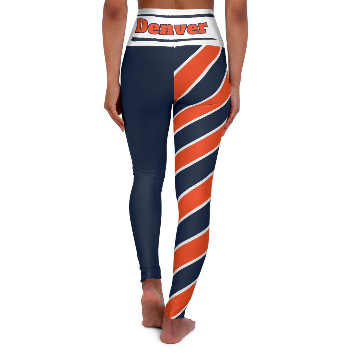 Denver Broncos Football Themed High Waisted Leggings, Women's Leggings